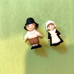 Pilgrim Earrings Teacher Gift, Pilgrim Girl and Boy Studs, Thanksgiving Earrings, Pilgrims image 4