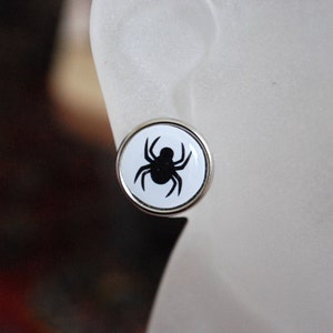 Spider Earrings -- Black Spider Studs, Spider Studs, Halloween