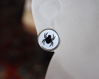 Spider Earrings -- Black Spider Studs, Spider Studs, Halloween