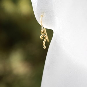 Question Mark Earrings Tiny Question Marks, Gold image 1