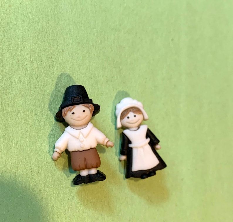 Pilgrim Earrings Teacher Gift, Pilgrim Girl and Boy Studs, Thanksgiving Earrings, Pilgrims image 2