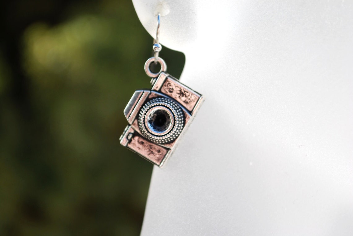 Camera Earrings Photography Silver Cameras Etsy