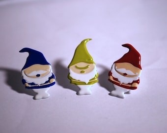 Gnome Earrings -- Studs, Green, Red