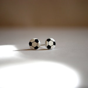 Soccer Ball Earrings -- Studs, Tiny Soccer Balls, Silver, Athletes, Sports