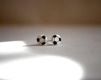 Soccer Ball Earrings -- Studs, Tiny Soccer Balls, Silver, Athletes, Sports