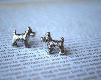 Dog Earrings -- Schnauzer, Scottie Terrier, Studs, Silver Dog Earrings, Little Dog Studs