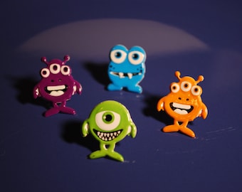 Monster Studs -- Earrings, Monster Earrings, Purple, Green, Orange, Blue