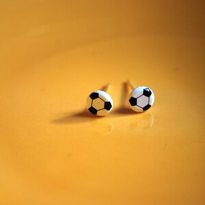 Soccer Ball Earrings -- Studs, Tiny Soccer Balls, Silver, Athletes, Sports image 2