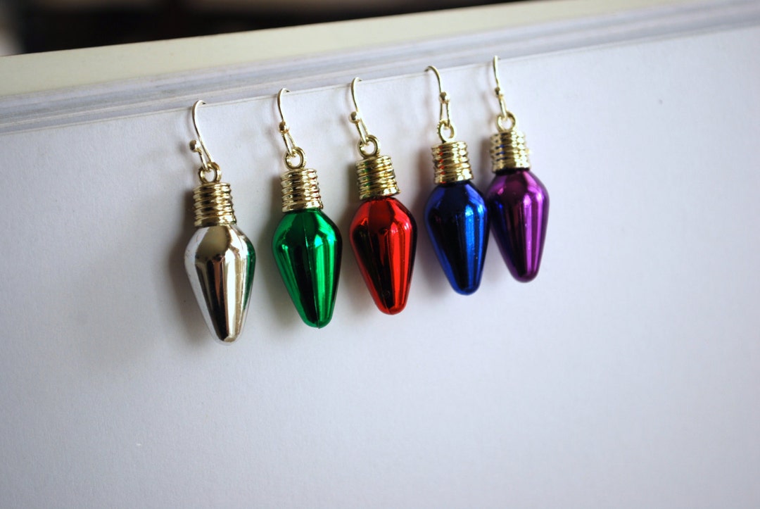 Christmas Light Bulb Earrings Light Bulb Earrings Color Etsy