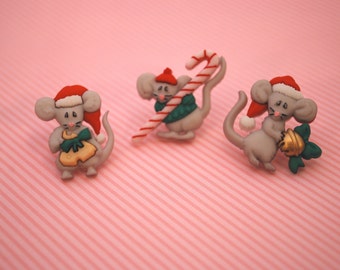 Mouse Earrings -- Mouse Studs, Christmas Earrings, Holiday Earrings, You choose the mouse!