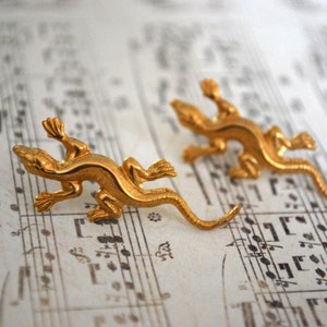 Lizard Earrings -- Lizard Studs, Gold Lizard Earrings