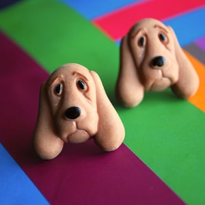 Brown Bloodhound Earrings -- Studs, Brown Dogs, Bloodhounds