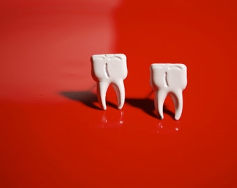 Wisdom Tooth Earrings -- Studs, Silver