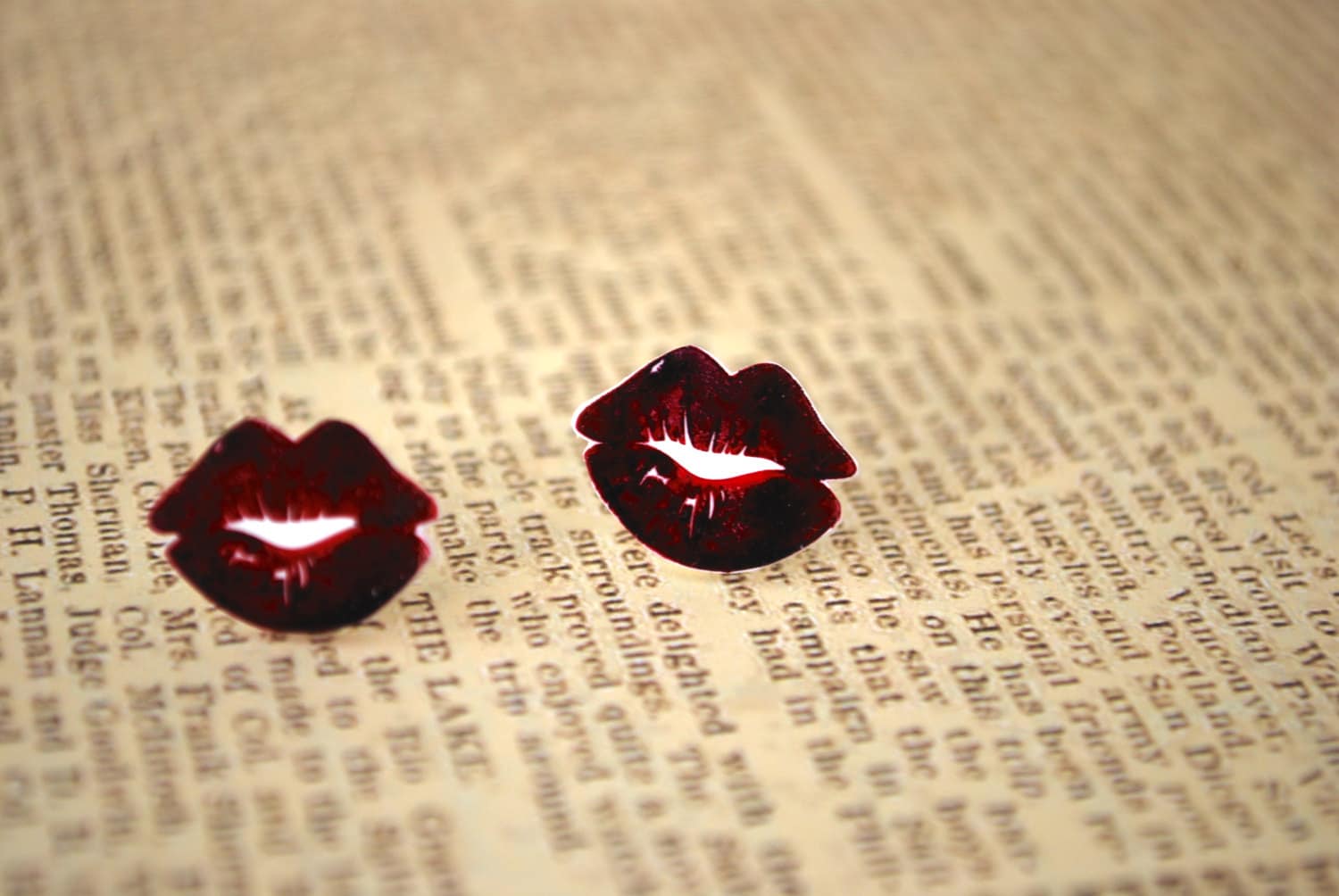 Red Lip Studs Lip Earrings Red Kissy Lip Earrings Kiss Etsy