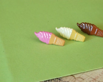 Ice Cream Earrings -- Ice Cream Studs, Ice Cream Cone Earrings, Witty Earrings, Fun in the Sun