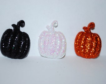 Pumpkin Earrings -- Glittery Pumpkin Studs, White Pumpkin Earrings, Halloween Earrings, Jack-o Lantern