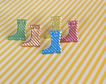 Rain Boot Earrings -- Cute Rain boot Studs, Colorful, Singing in the rain, You Choose the Color!