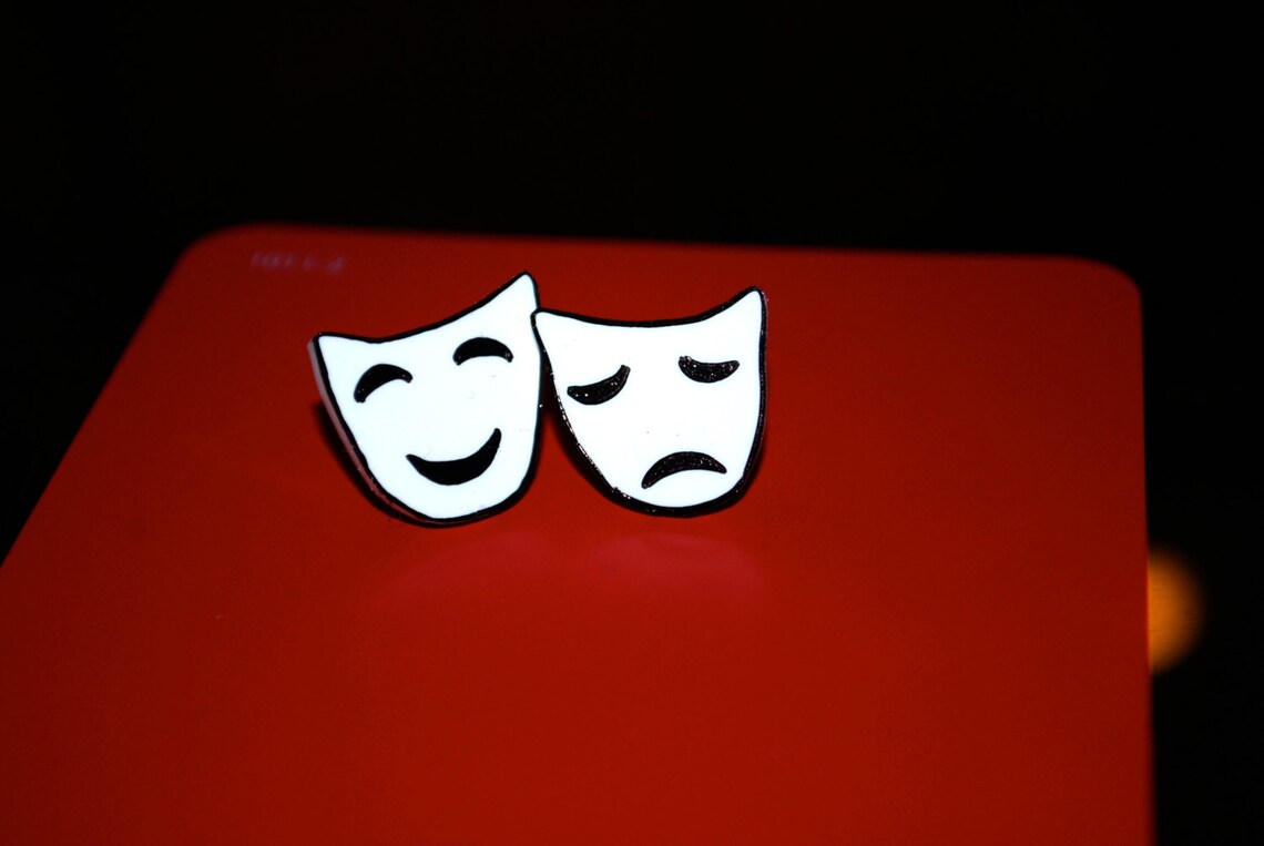 Drama Mask Earrings Mask Earrings Theatre Mask Studs Mask Etsy