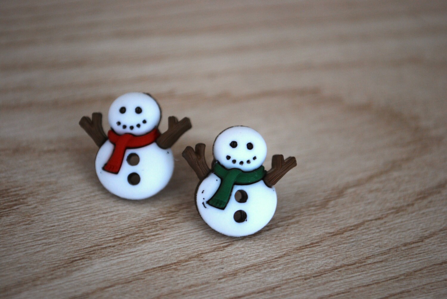 Snowman Earrings Snowman Studs White Snowmen Earrings Red Etsy