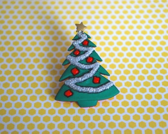 Christmas Tree Pin -- Christmas Tree Brooch, Tree Pin, Xmas Pin