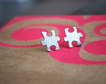 Autism Earrings -- Autism Studs, Raise Awareness, Silver Puzzle Pieces