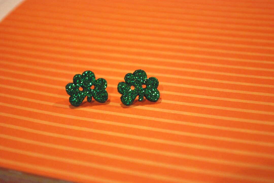 Clover Earrings Green Clover Studs, St. Patrick's Day Earrings, St