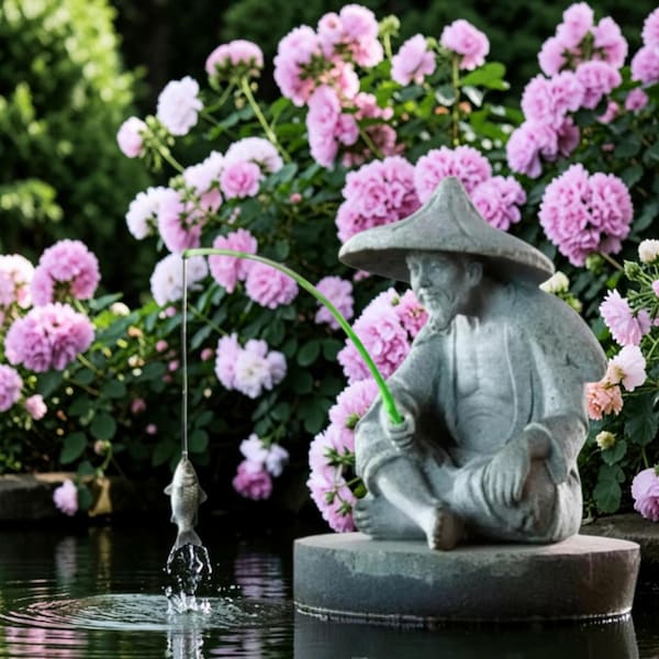 Meditation Fisherman Figurine – Zen Garden Resin Decor