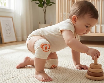 Soft Cotton Baby Crawling Knee Pads, Non-Slip Toddler Leg Warmers, Smile Design