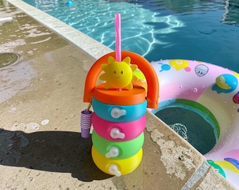 Juego de portavasos con temática de fiesta en la piscina