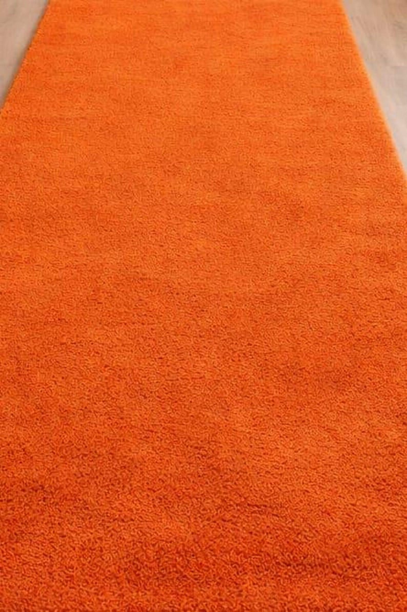8x10 Orange Hand Tufted Wool Rug, Modern Minimalist Area Rug, Solid ...