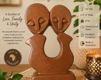 Signed Talent Chifutu Zimbabwe Shona Stone Sculpture – “Togetherness”