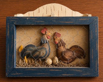 Rustic Farmhouse Rooster & Hen Letter Box