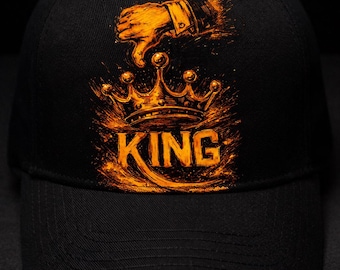 Black King Crown Graphic Baseball Cap – Orange Logo Accessory