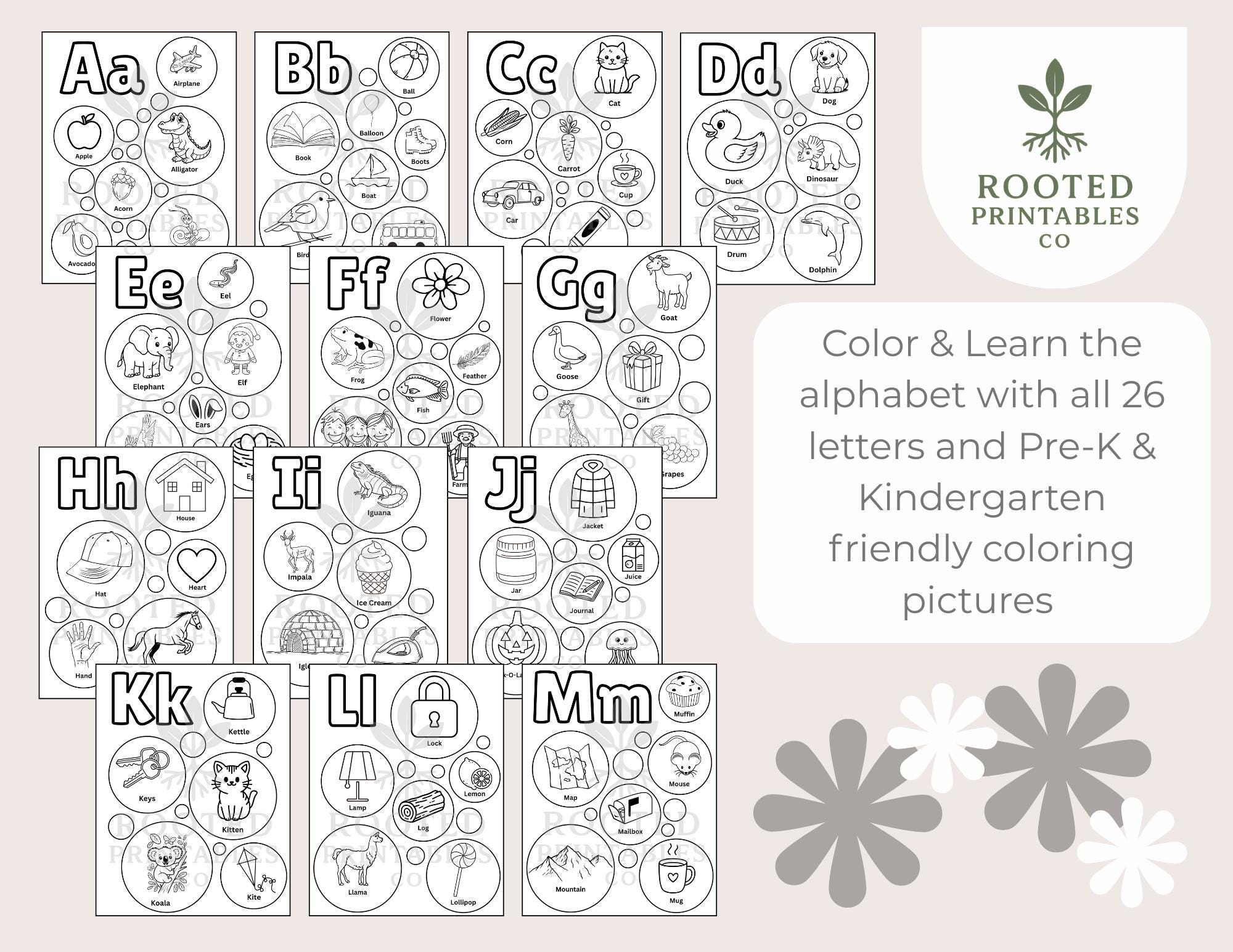Alphabet Coloring Pages - ABC Coloring Book Printable - Color the ...