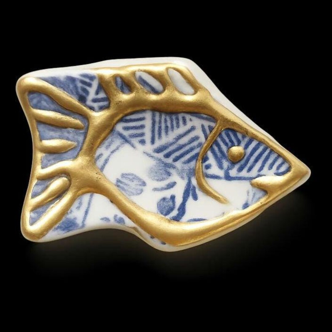 Kintsugi Fish Kintsugi Style Fish Chopstick Rest: Japanese Sea Pottery Gold Accent ...