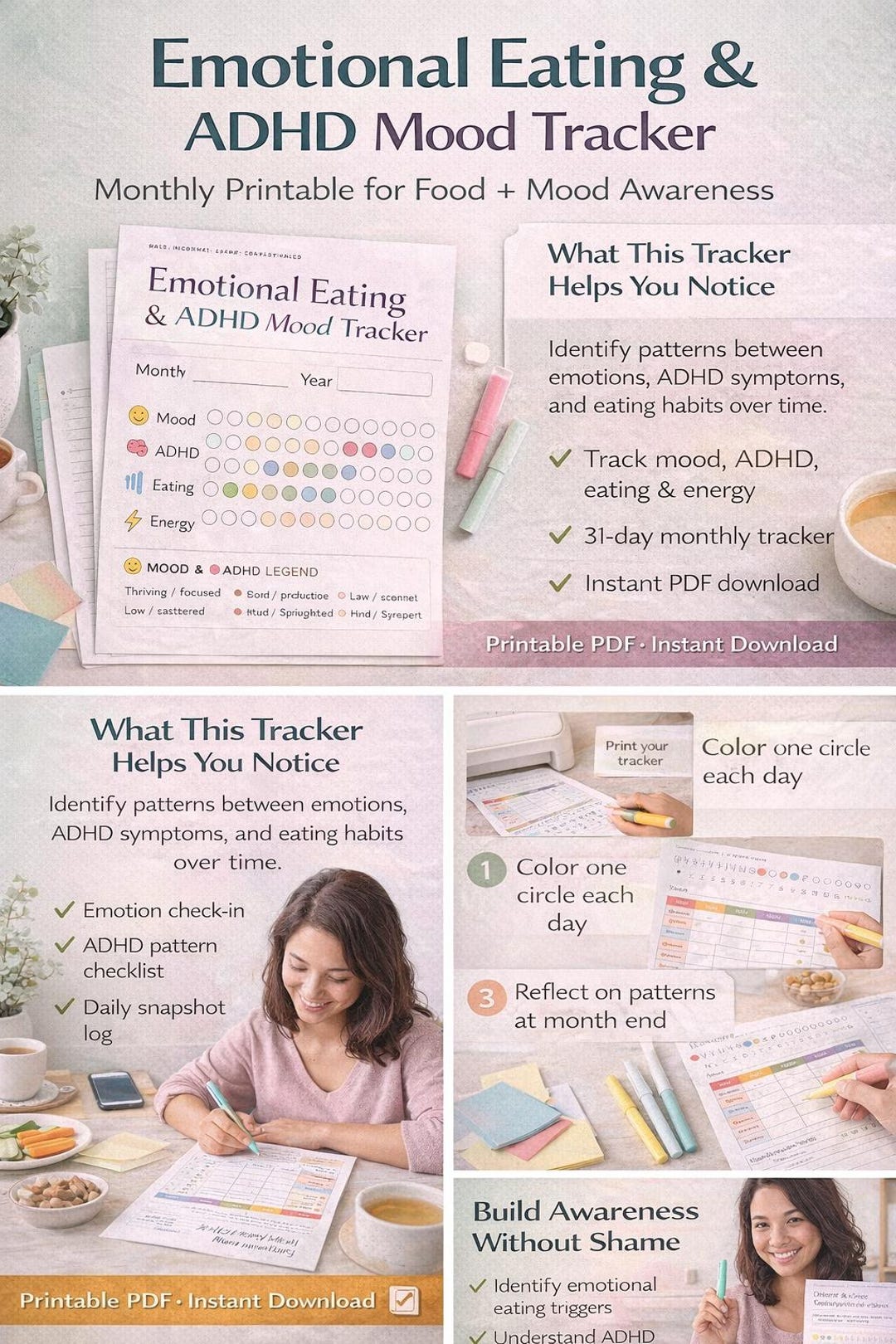Emotional Eating & ADHD Mood Tracker - Etsy