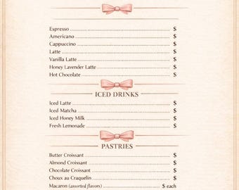Editable Bakery Menu Template | Café, Home Small Business Price List