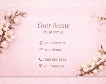 Sakura Business Card Template | Pink Floral Cherry Blossom Design (Canva)