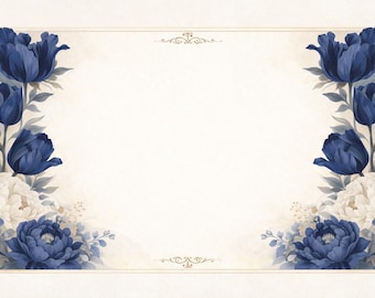 Editable Vintage Floral Business Card | Blue Peony Bakery Template (Canva)