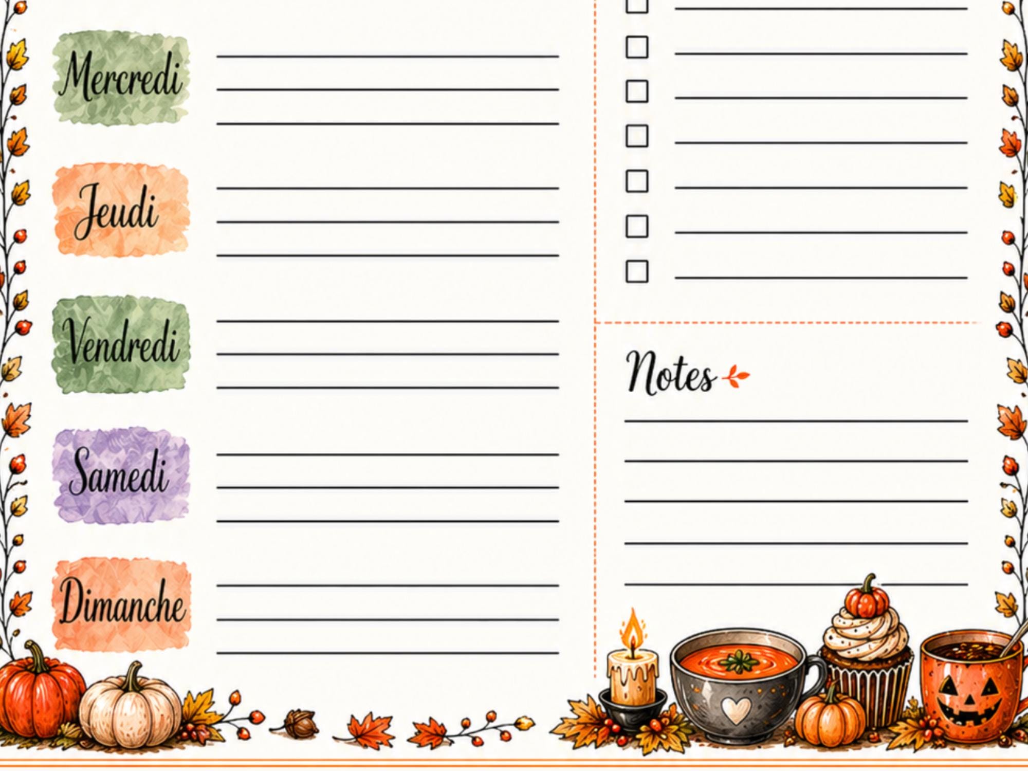 Printable A4 Halloween Weekly Menu, Weekly Meal Planner, Grocery List ...
