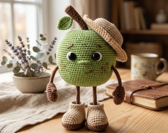 Amigurumi Fruit Toy, DIY Plush Tutorial,Crochet Apple Doll Pattern PDF
