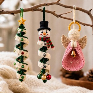 15 Christmas Crochet Patterns Bundle PDF, Spiral Ornaments, Santa Snowman Amigurumi, Hanging Tree Decor, English US Terms, Digital Download