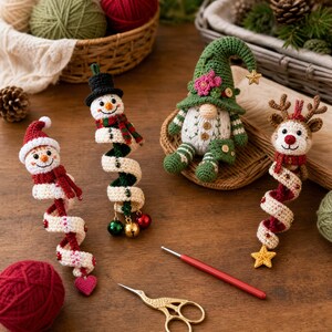 15 Christmas Crochet Patterns Bundle PDF, Spiral Ornaments, Santa Snowman Amigurumi, Hanging Tree Decor, English US Terms, Digital Download