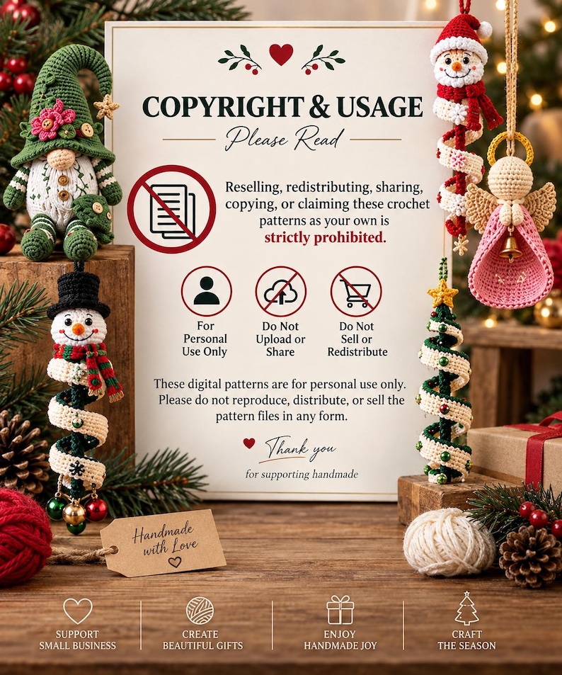 15 Christmas Crochet Patterns Bundle PDF, Spiral Ornaments, Santa Snowman Amigurumi, Hanging Tree Decor, English US Terms, Digital Download