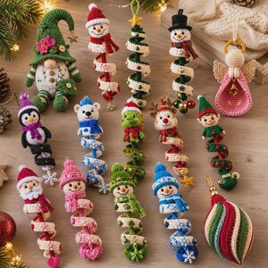 15 Christmas Crochet Patterns Bundle PDF, Spiral Ornaments, Santa Snowman Amigurumi, Hanging Tree Decor, English US Terms, Digital Download