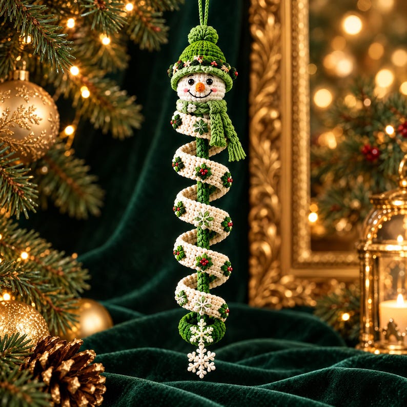 15 Christmas Crochet Patterns Bundle PDF, Spiral Ornaments, Santa Snowman Amigurumi, Hanging Tree Decor, English US Terms, Digital Download