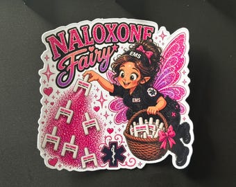 Naloxone Fairy EMS Sticker: Waterproof Vinyl Decal for Laptops, Water Bottles