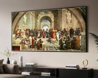 De school van Athene canvaskunst, renaissance-architectuur muurdecoratie, klassieke geschiedenis schilderij
