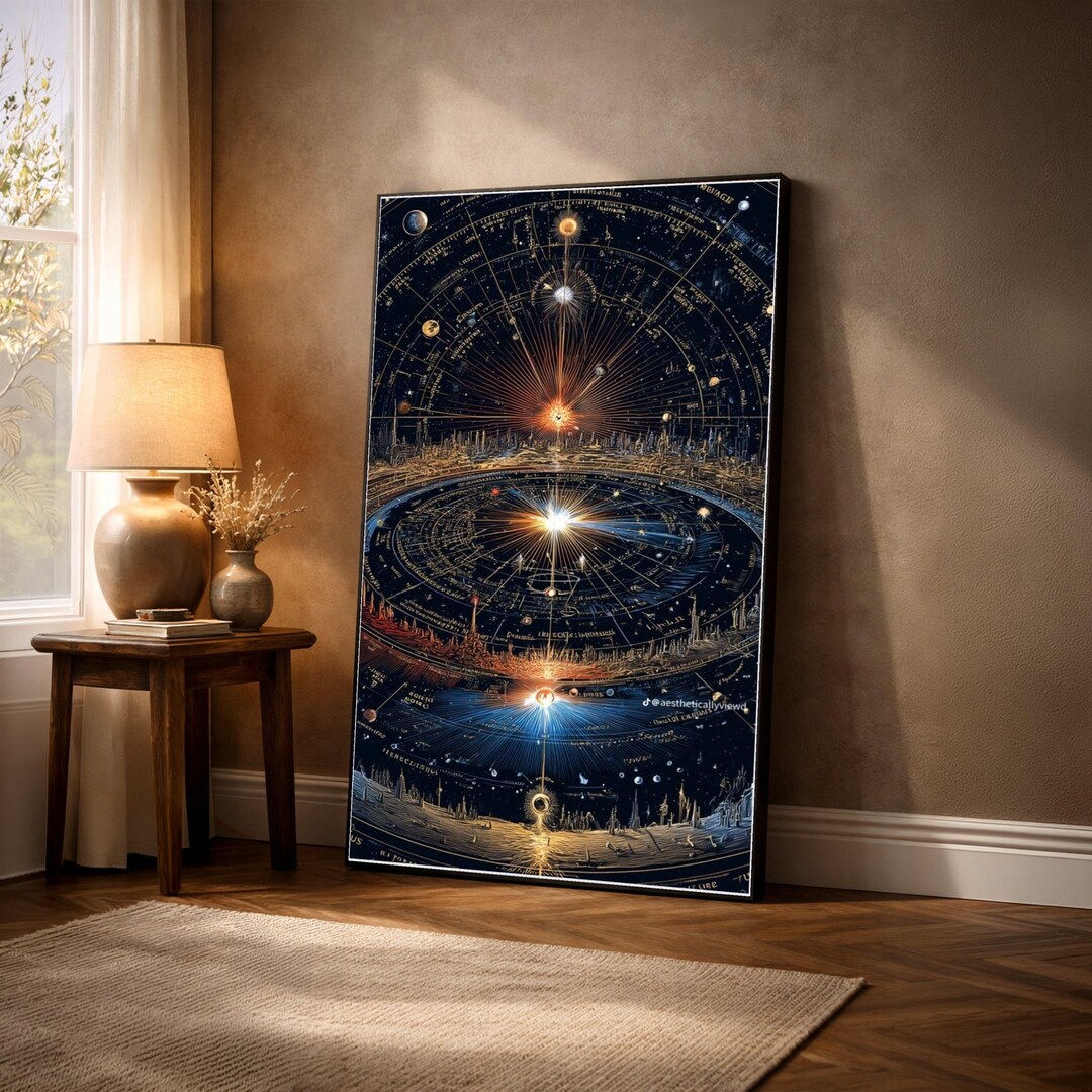 Vintage Astronomy Chart Canvas, Solar System Wall Art, Celestial Map ...