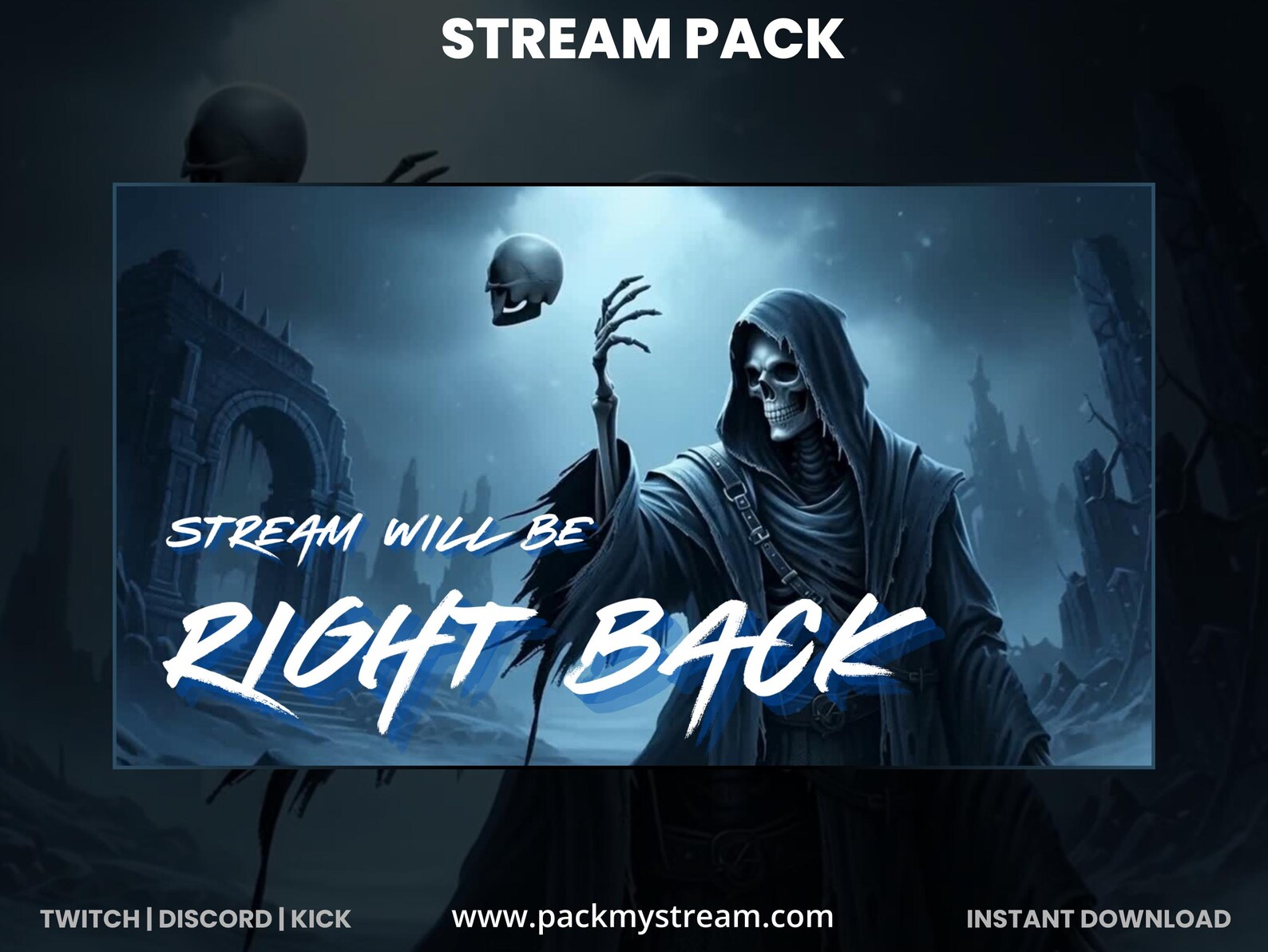 Dark Grim Reaper Animated Stream Overlay Pack | Twitch OBS Gaming ...